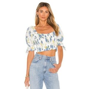 Faithfull The Brand Palmora Top in the Velma Floral Blue print (D3)